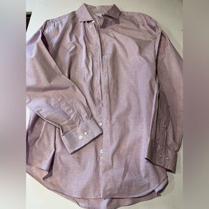 Men's Calvin Klein Dress Button Down Shirt Maroon and White Size XL (34/35) $6
